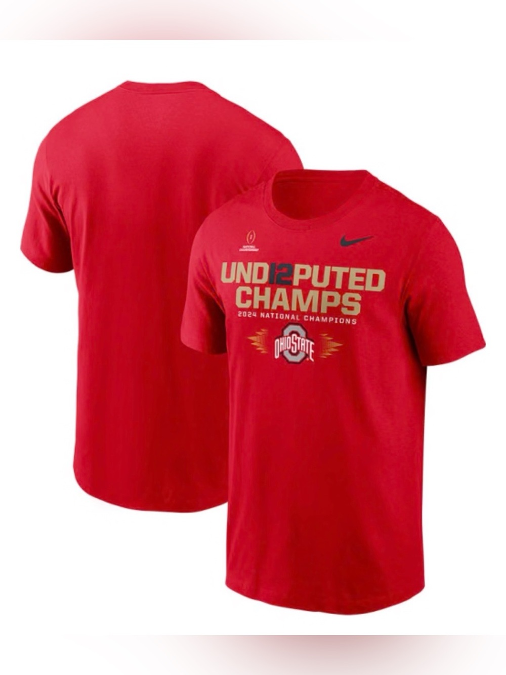 OHIO STATE BUCKEYES RED NIKE NATIONAL CHAMPIONS T-SHIRT SIZE LARGE